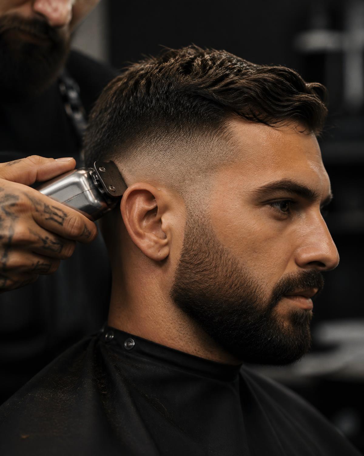 Barber knipt een strakke fade